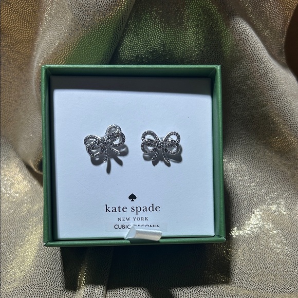 kate spade Jewelry - NWT-Kate Spade Sparkling Cubic Silver Bow Earrings